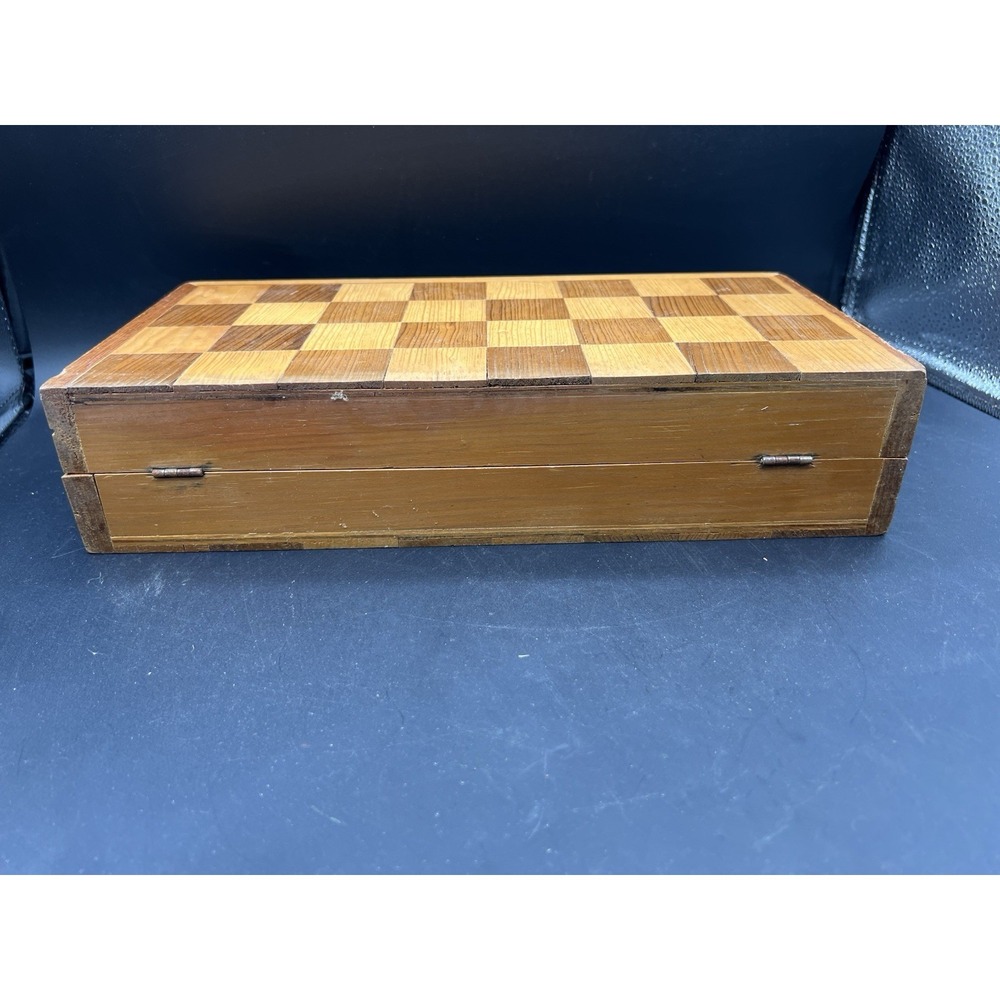 VTG Hand Carved MEXICAN TARASCAN Bone Wood Chess Set w Storage Board Carry Case - Picture 12 of 12